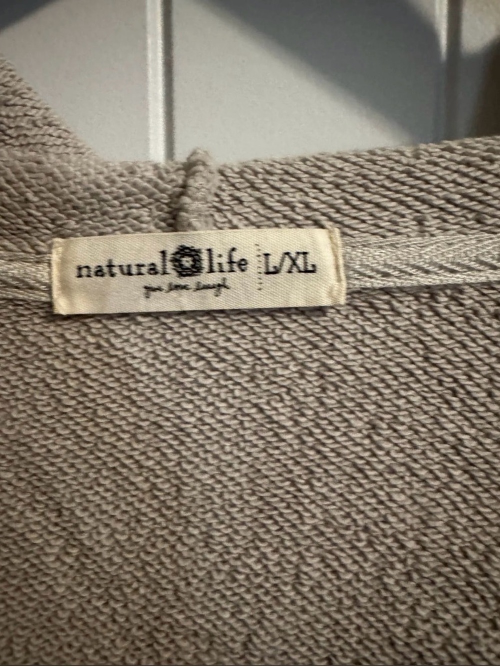 Natural Life Relaxed V-Neck Hoodie Sweatshirt in Light Gray - Picture 4 of 4